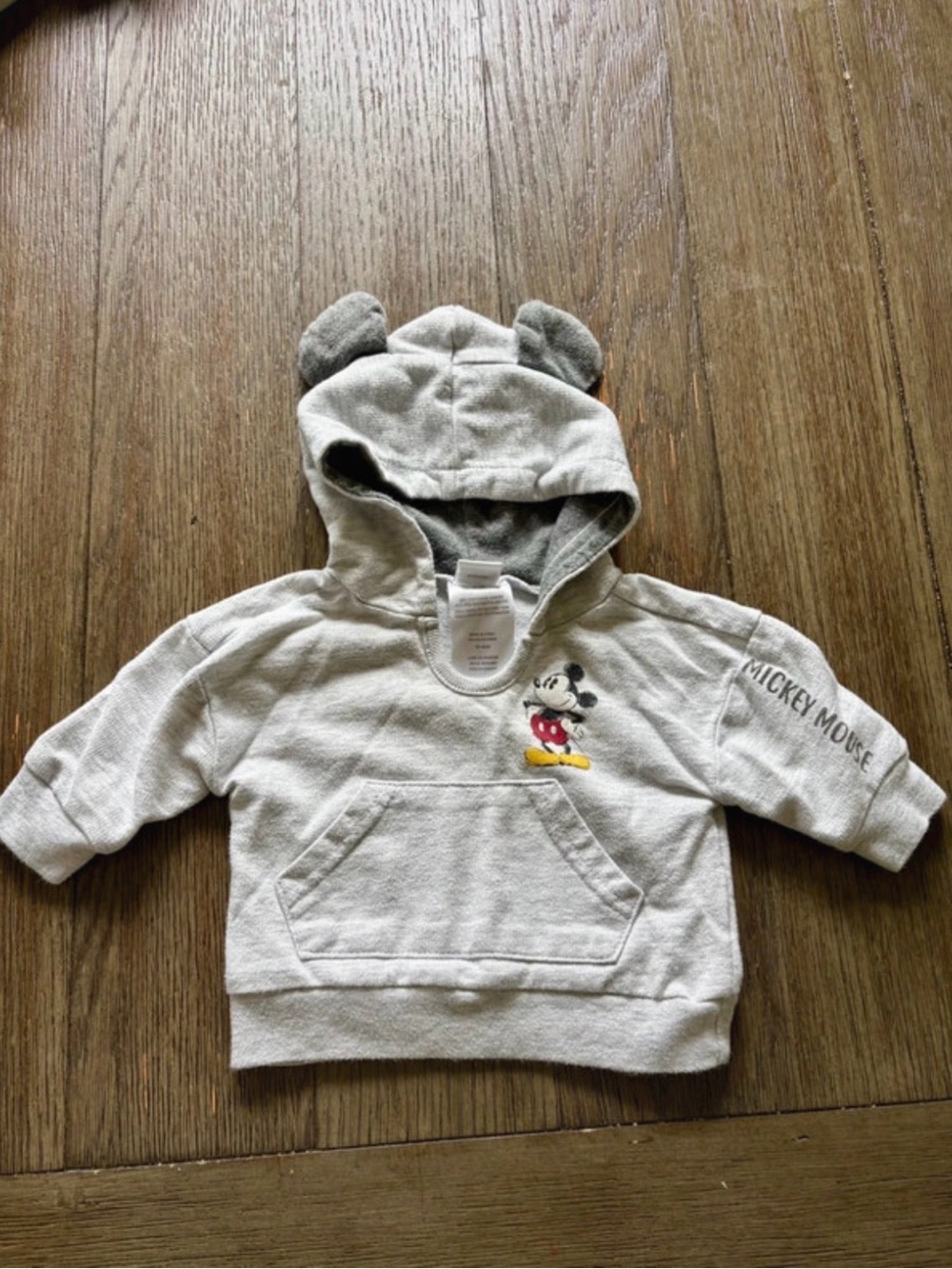 Disney Baby Mickey Mouse Light Gray Hoodie- 3-6m